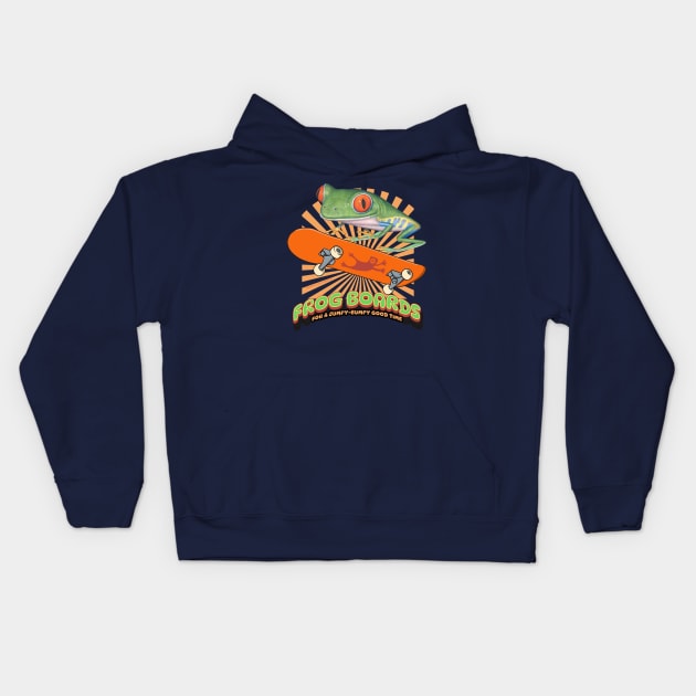 Funny Cute Red Eyed Tree Frog Skateboard Kids Hoodie by Danny Gordon Art